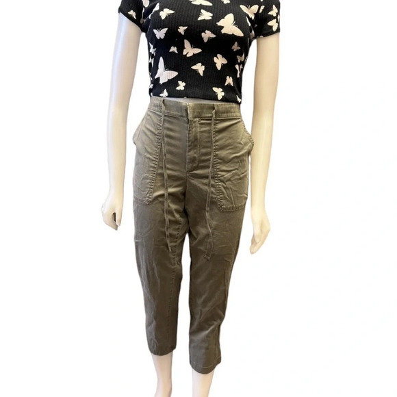 Lou & Grey For Loft Pants Capri Pockets Olive Green  Cotton Rayon Medium - Picture 4 of 11